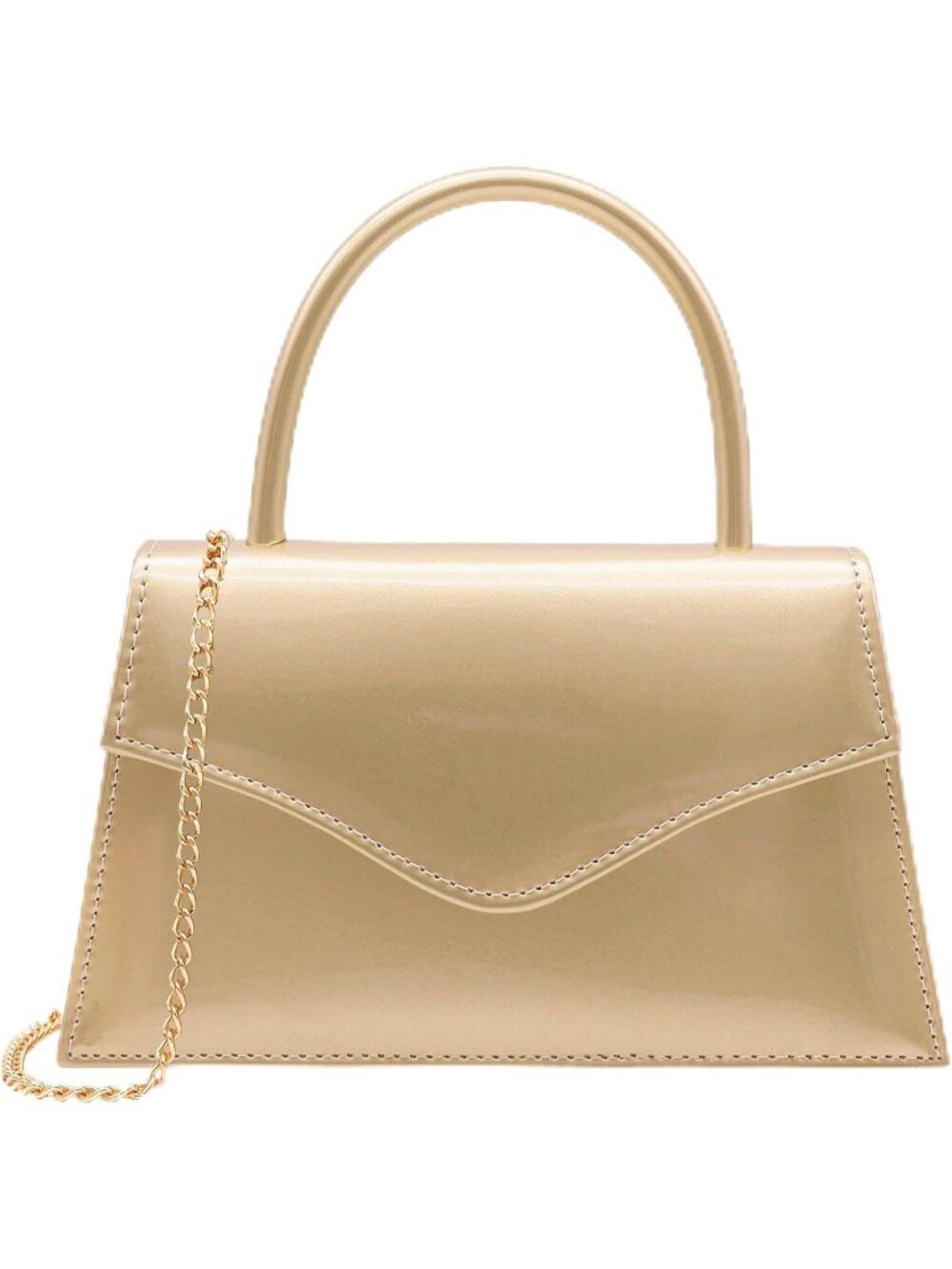 Women's Gold Patent Top Handle Prom Clutch Purse Formal Wedding Evening Bag
